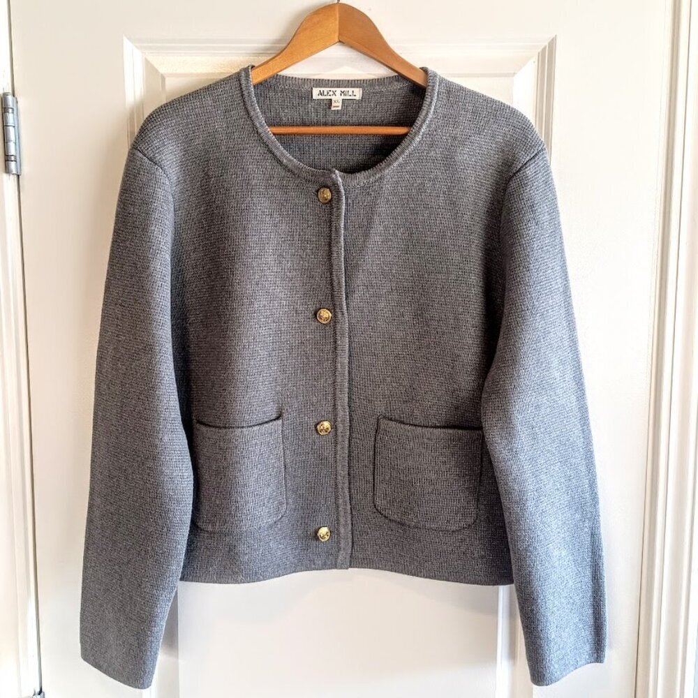 Alex Mill Paris Grey Cotton Cashmere Sweater Jacket NWOT
